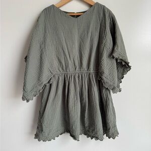 Rylee & Cru Kimono Dress Sage Green 8-9Y Girls Cotton Gauze Beach Resort Luxury